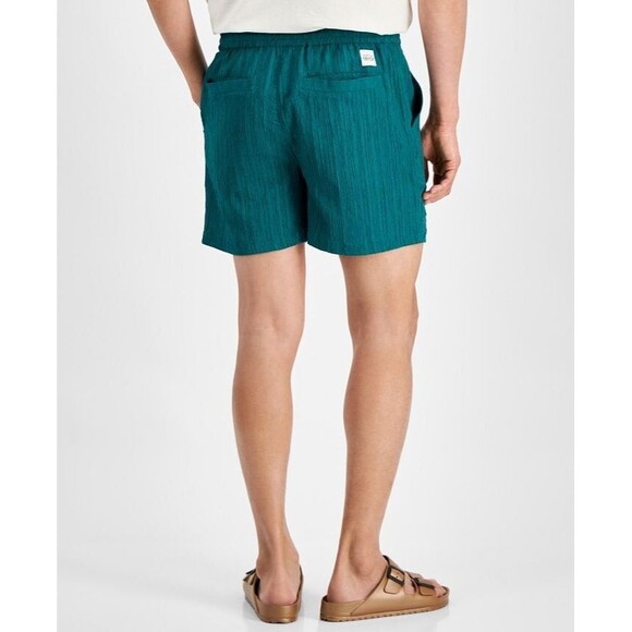 Native Youth Men's Relaxed-Fit Textured Seersucker Shorts Green Teal 34 - Picture 2 of 8